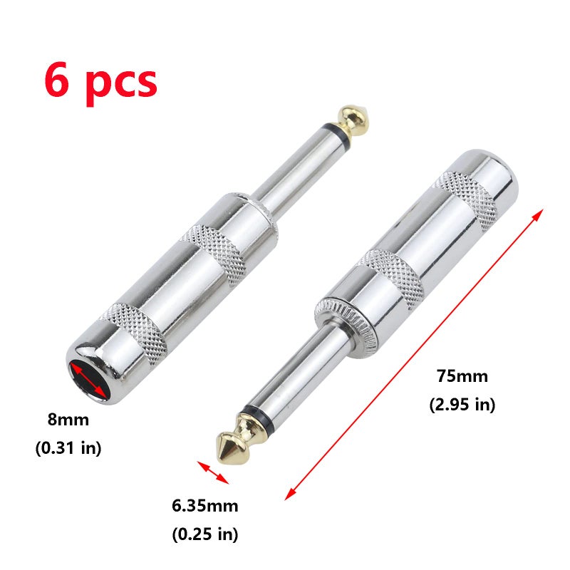 Antrader Audio Premium Adapter 6.3mm Male 1/4" TS Mono Phone Plugs for Speaker Cables Solder Type Pack of 6 - Image 2